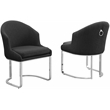 Best Quality Furniture Sled Side Chair with Black Teddy Fabric and Pleated Back
