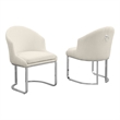 Best Quality Furniture Sled Side Chair with Cream Teddy Fabric and Pleated Back