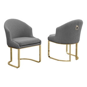 Best Quality Furniture Sled Side Chair with Gray Teddy Fabric and Pleated Back