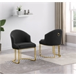 Best Quality Furniture Sled Side Chair with Black Teddy Fabric and Pleated Back