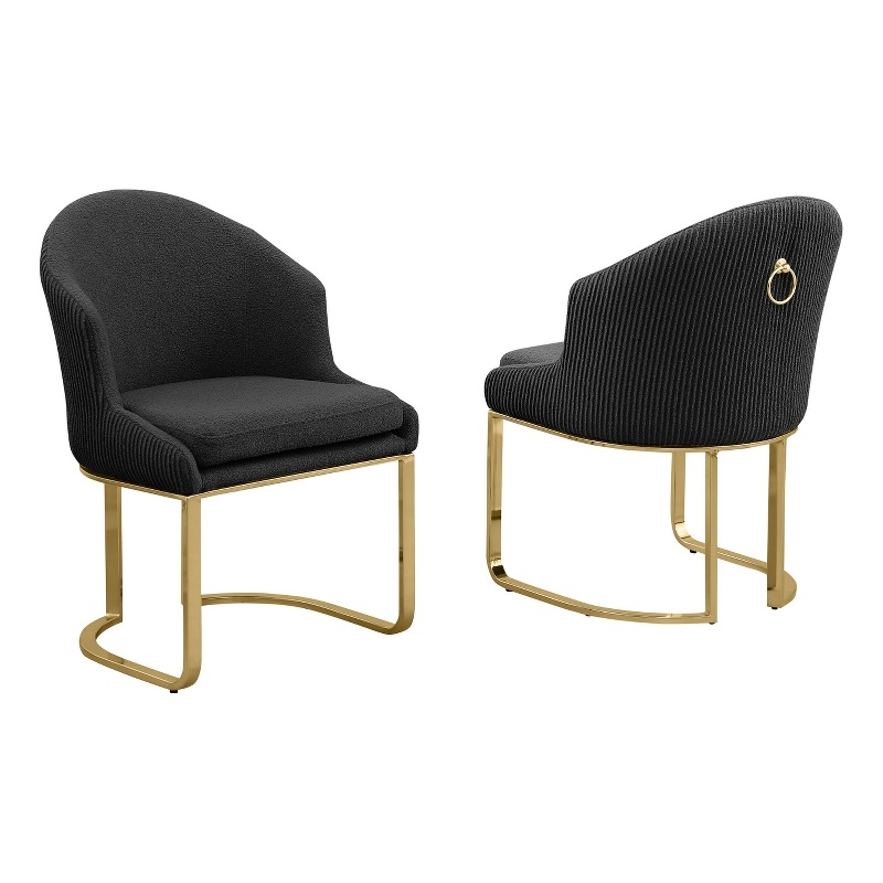 Best Quality Furniture Sled Side Chair with Black Teddy Fabric and Pleated Back
