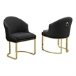 Best Quality Furniture Sled Side Chair with Black Teddy Fabric and Pleated Back
