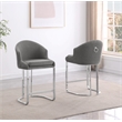 Best Quality Furniture Set of 2 Barstools in Gray Teddy Fabric and Chrome