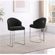 Best Quality Furniture Set of 2 Barstools in Black Teddy Fabric and Chrome