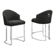 Best Quality Furniture Set of 2 Barstools in Black Teddy Fabric and Chrome
