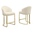 Best Quality Furniture Set of 2 Barstools in Cream Teddy Fabric and Gold Chrome