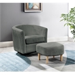 Best Quality Furniture 2pc Swivel Accent Chair with Ottoman in Gray Velvet