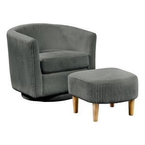 Best Quality Furniture 2pc Swivel Accent Chair with Ottoman in Gray Velvet