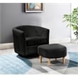 Best Quality Furniture 2pc Swivel Accent Chair with Ottoman in Black Velvet