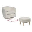 Best Quality Furniture 2pc Swivel Accent Chair with Ottoman in White Velvet