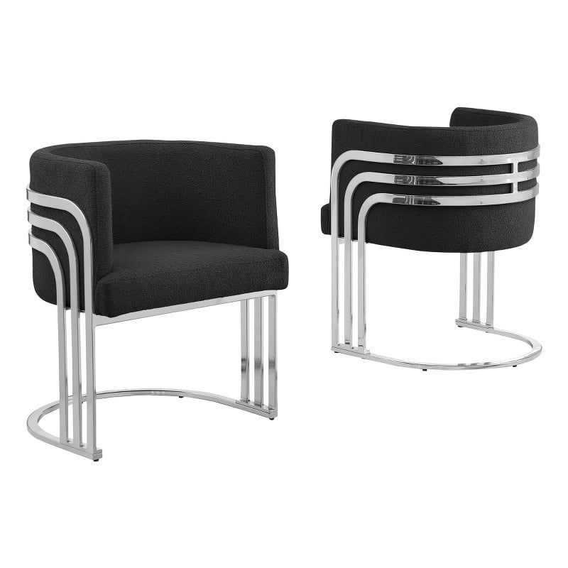 Best Quality Furniture Black Teddy Fabric Side Chairs with Chrome