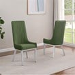 Best Quality Furniture Tall Pleated Back Teddy Fabric Side Chairs in Green