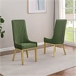 Best Quality Furniture Tall Pleated Back Teddy Fabric Side Chairs in Green
