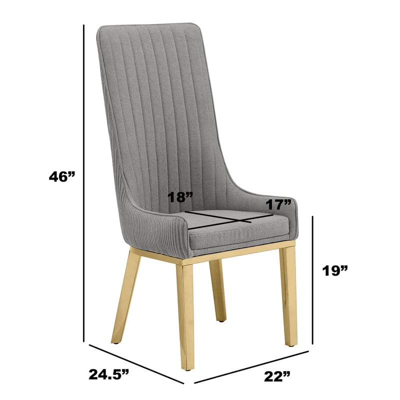 Best Quality Furniture Tall Pleated Back Teddy Fabric Side Chairs in Green