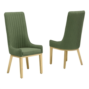 Best Quality Furniture Tall Pleated Back Teddy Fabric Side Chairs in Green