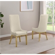 Best Quality Furniture Tall Pleated Back Teddy Fabric Side Chairs in Cream