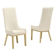 Best Quality Furniture Tall Pleated Back Teddy Fabric Side Chairs in Cream