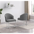 Best Quality Furniture Sled Side Chair with Gray Teddy Fabric and Pleated Back