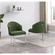 Best Quality Furniture Sled Side Chair with Green Teddy Fabric and Pleated Back