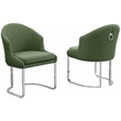 Best Quality Furniture Sled Side Chair with Green Teddy Fabric and Pleated Back