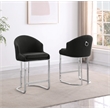 Best Quality Furniture Counterheight Teddy Fabric Chairs in Black (Set of 2)