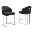 Best Quality Furniture Counterheight Teddy Fabric Chairs in Black (Set of 2)