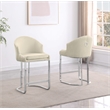 Best Quality Furniture Counterheight Teddy Fabric Chairs in Cream (Set of 2)