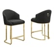 Best Quality Furniture Counterheight Teddy Fabric Chairs in Black (Set of 2)