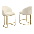 Best Quality Furniture Counterheight Teddy Fabric Chairs in Cream (Set of 2)
