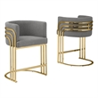Best Quality Furniture Set of 2 Dark Gray Teddy Fabric Barstools with Chrome