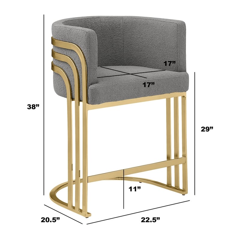 Best Quality Furniture Set of 2 Black Teddy Fabric Barstools with Chrome