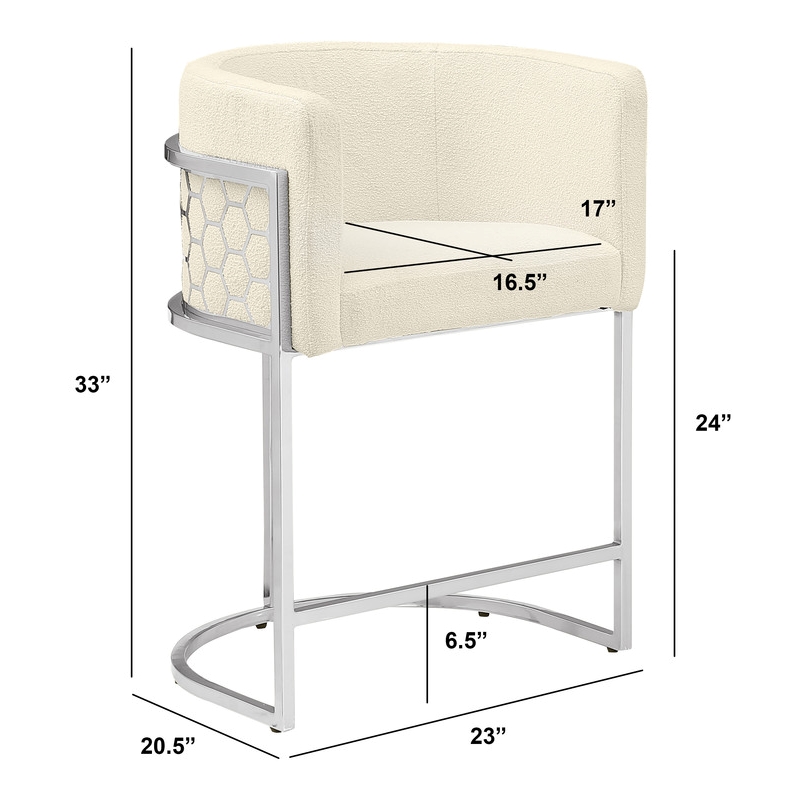 Best Quality Furniture Set of 2 Counterheight Chairs in Cream Teddy Fabric
