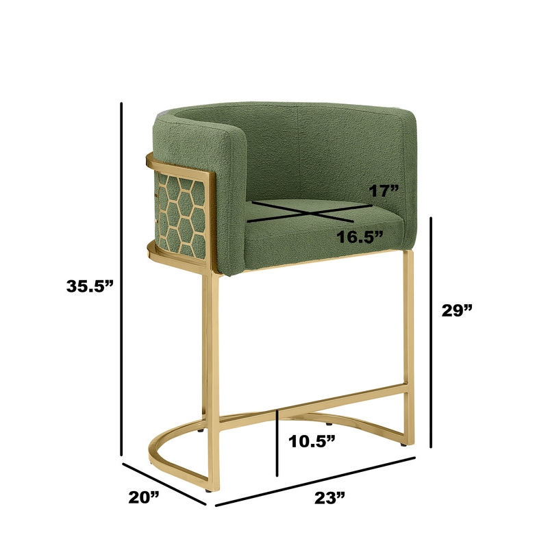 Best Quality Furniture Single Barstool in Green Teddy Fabric and Chrome Base