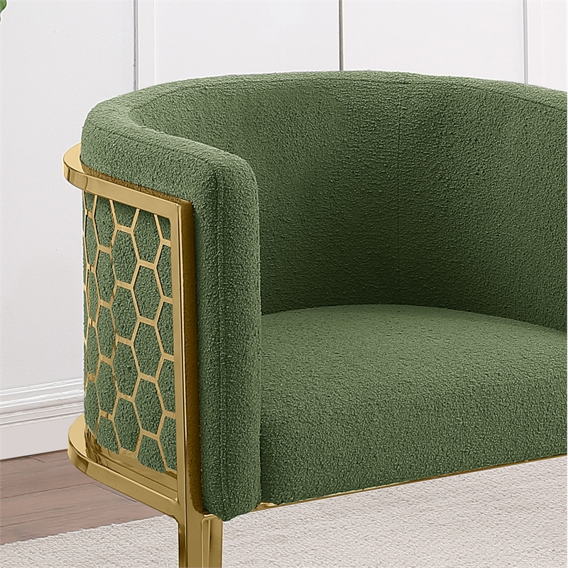 Best Quality Furniture Single Barstool in Green Teddy Fabric and Chrome Base