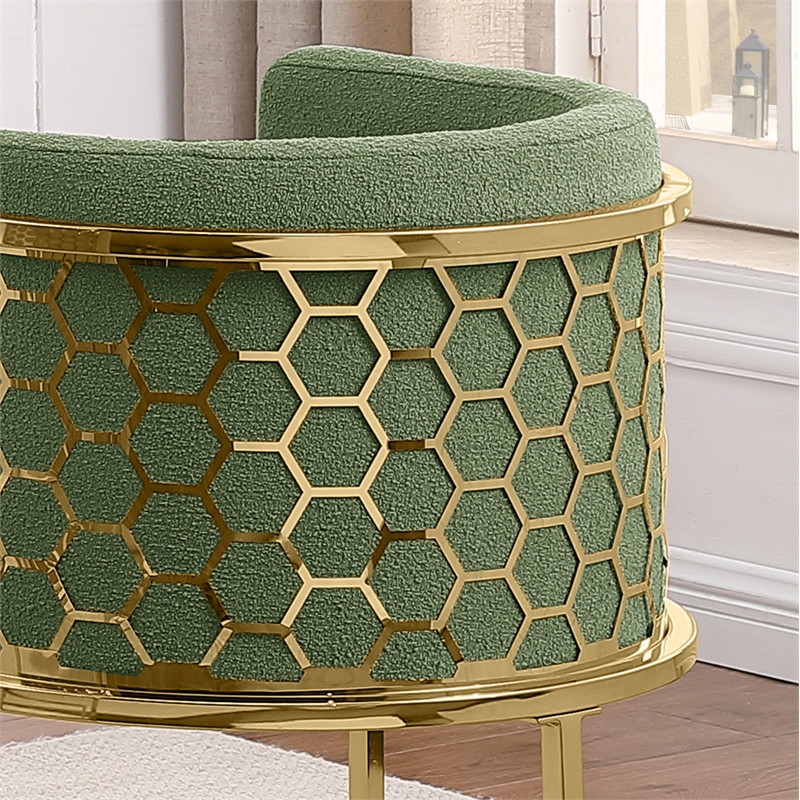 Best Quality Furniture Single Barstool in Green Teddy Fabric and Chrome Base