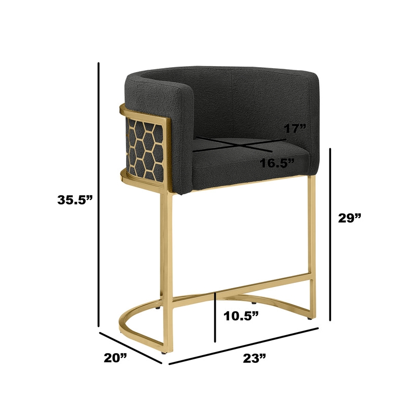 Best Quality Furniture Single Barstool in Black Teddy Fabric and Chrome Base