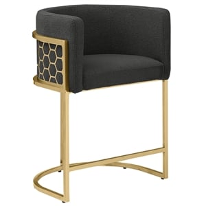 Best Quality Furniture Single Barstool in Black Teddy Fabric and Chrome Base