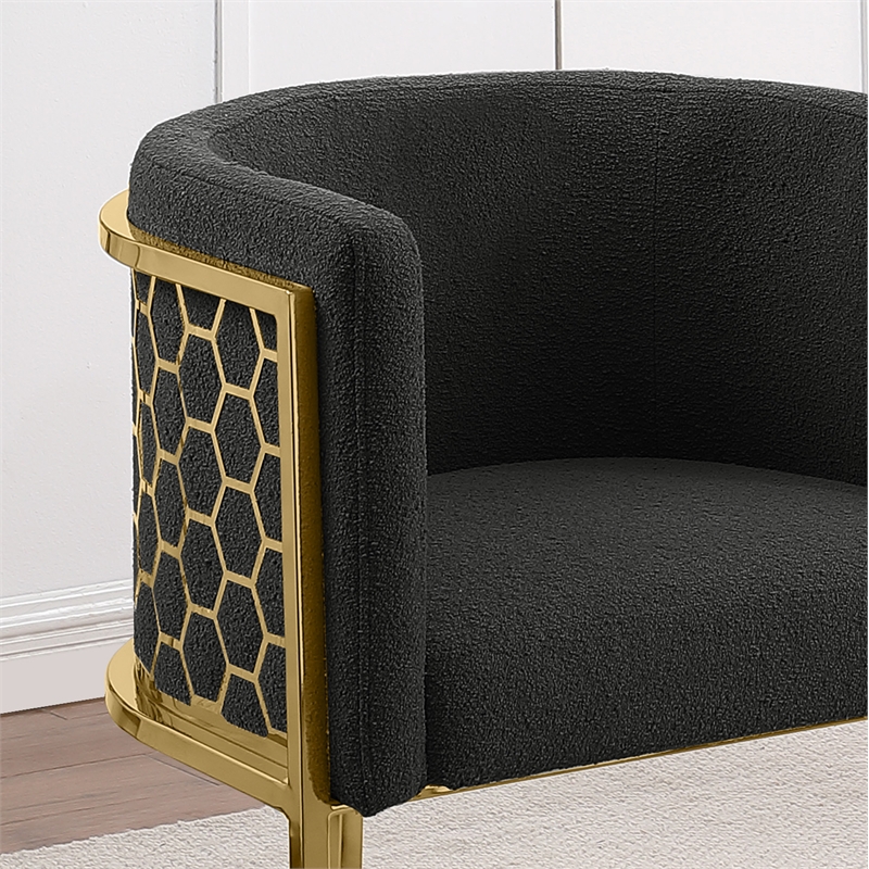 Best Quality Furniture Single Barstool in Black Teddy Fabric and Chrome Base