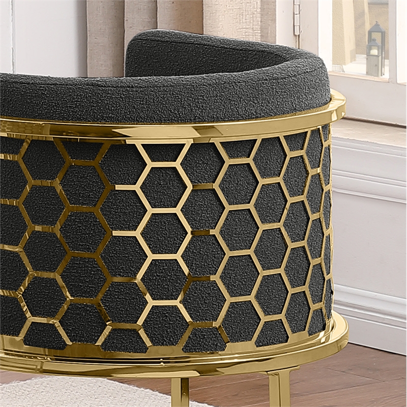 Best Quality Furniture Single Barstool in Black Teddy Fabric and Chrome Base