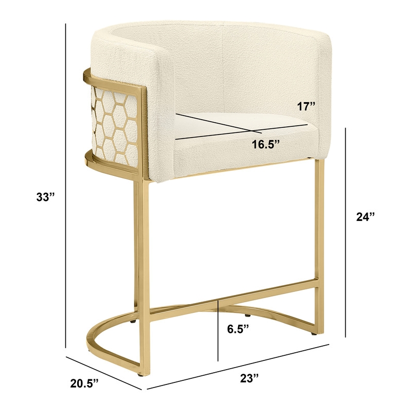Best Quality Furniture Set of 2 Counterheight Chairs in Cream Teddy Fabric