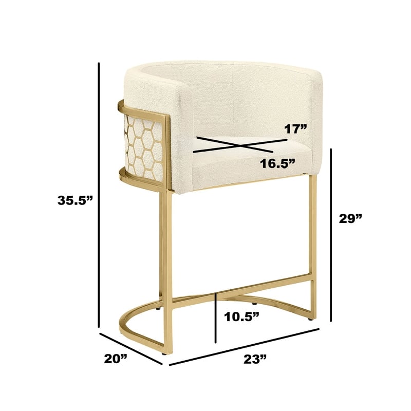 Best Quality Furniture Single Barstool in Cream Teddy Fabric and Chrome Base