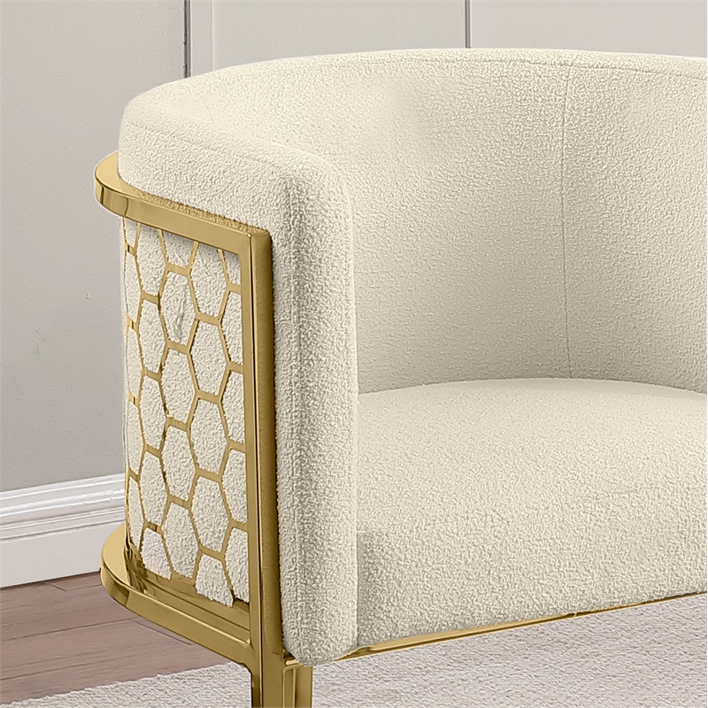 Best Quality Furniture Single Barstool in Cream Teddy Fabric and Chrome Base