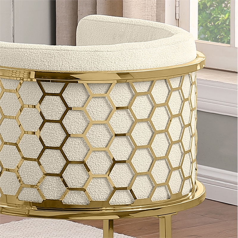 Best Quality Furniture Single Barstool in Cream Teddy Fabric and Chrome Base