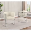 Best Quality Furniture Set of 2 Chairs in Cream Teddy Fabric and Chrome Base