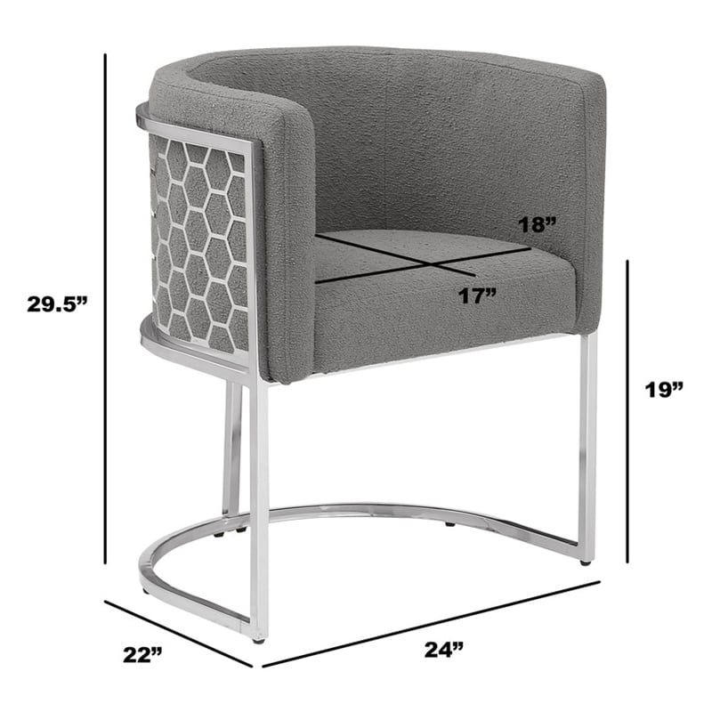 Best Quality Furniture Set of 2 Chairs in Cream Teddy Fabric and Chrome Base
