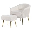 Best Quality Furniture 2pc Barrel Chair & Ottoman Set with Beige Boucle Fabric