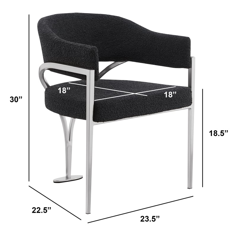 Best Quality Furniture Set of 2 Dining Side Chairs in Black Boucle Fabric