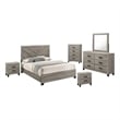 Best Quality Furniture Light Gray Wood 6 Pc Bedroom Set with King Panel Bed