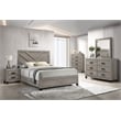 Best Quality Furniture Light Gray Wood 5 Pc Bedroom Set with King Panel Bed