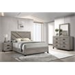 Best Quality Furniture Light Gray Wood 4 Pc Bedroom Set with King Panel Bed